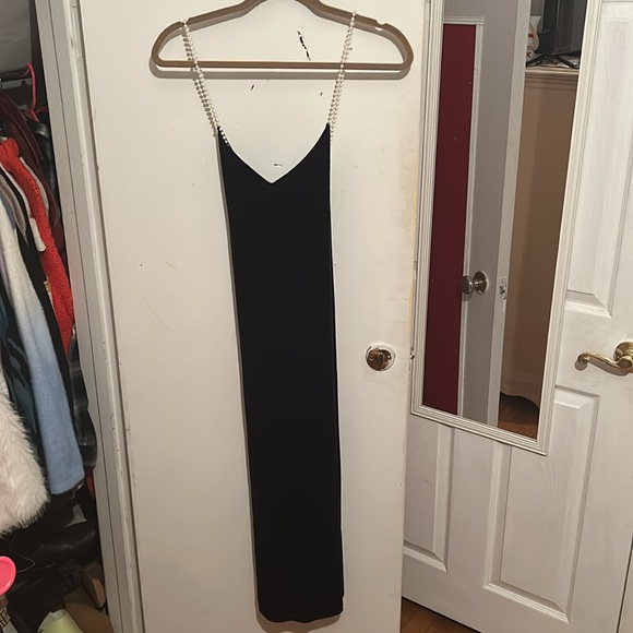 NWT, Sam Edelman Size 8, Blue Velvet dress with beaded straps - Picture 5 of 6